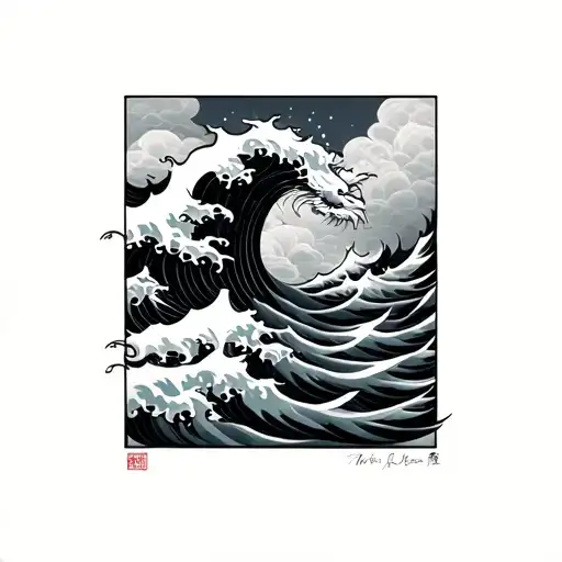 Chinese Waves tattoo design idea