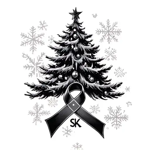 pennywise, a decorated christmas tree, the fibromyalgia ribbon, a ";", initials SK, mickey tattoo design idea