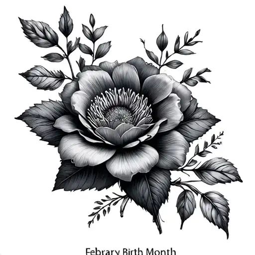 February birth month flowers tattoo design idea