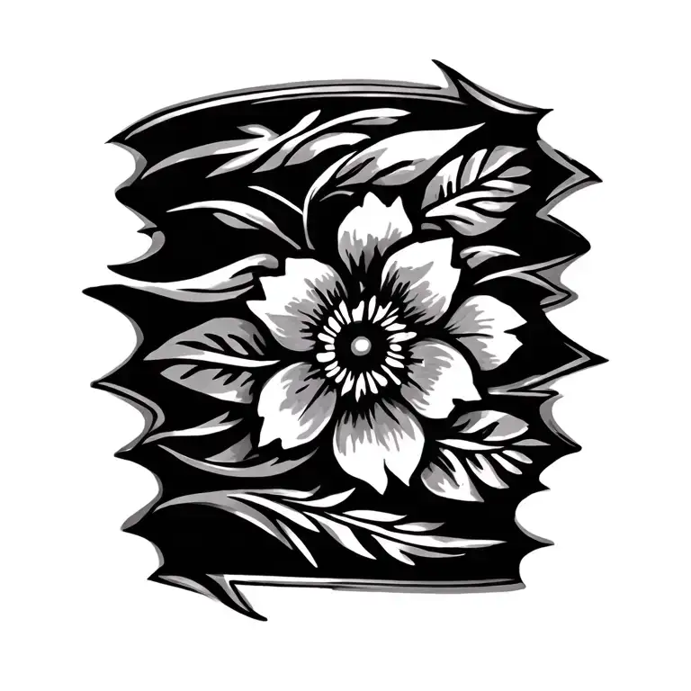 cherokee flower tribal band tattoo design idea