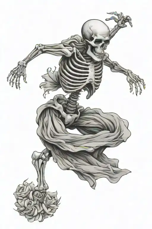 skeleton dancing tattoo design idea