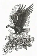 Isaiah 54:17 verse and eagle with roses tattoo design idea