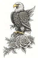 Isaiah 54:17 verse and eagle with roses tattoo design idea