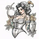 milk maid pinup girl tattoo design idea
