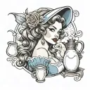 milk maid pinup girl tattoo design idea