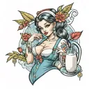milk maid pinup girl tattoo design idea