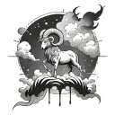 Aries thunder storm navigation mystery galaxy tattoo design idea