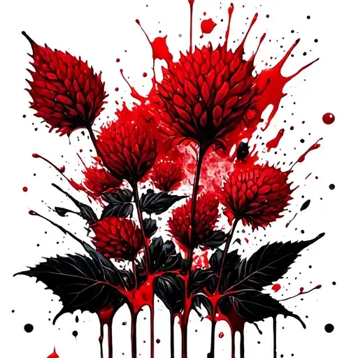 bloody rice plant tattoo design idea