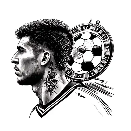 Soccer player with a roulette wheel for a head tattoo design idea