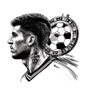 Soccer player with a roulette wheel for a head tattoo design idea
