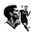 Soccer player with a roulette wheel for a head tattoo design idea