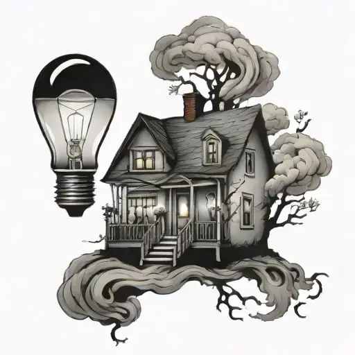 house with light bulb inside follow you bring me the horizon tattoo design idea