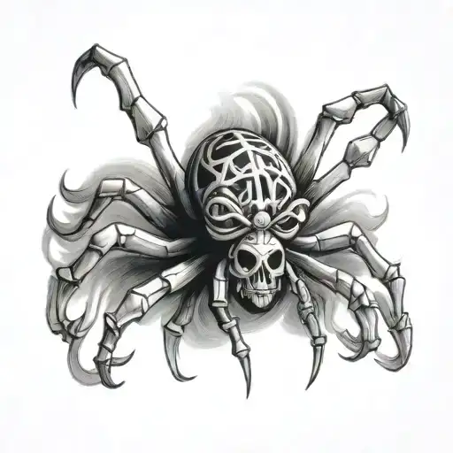 spider with chrome hearts cross in abdomen tattoo design idea