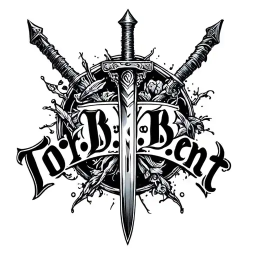 "B.D.B.       Tohrment" dagger surrounded tattoo design idea
