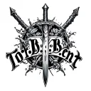 "B.D.B.       Tohrment" dagger surrounded tattoo design idea