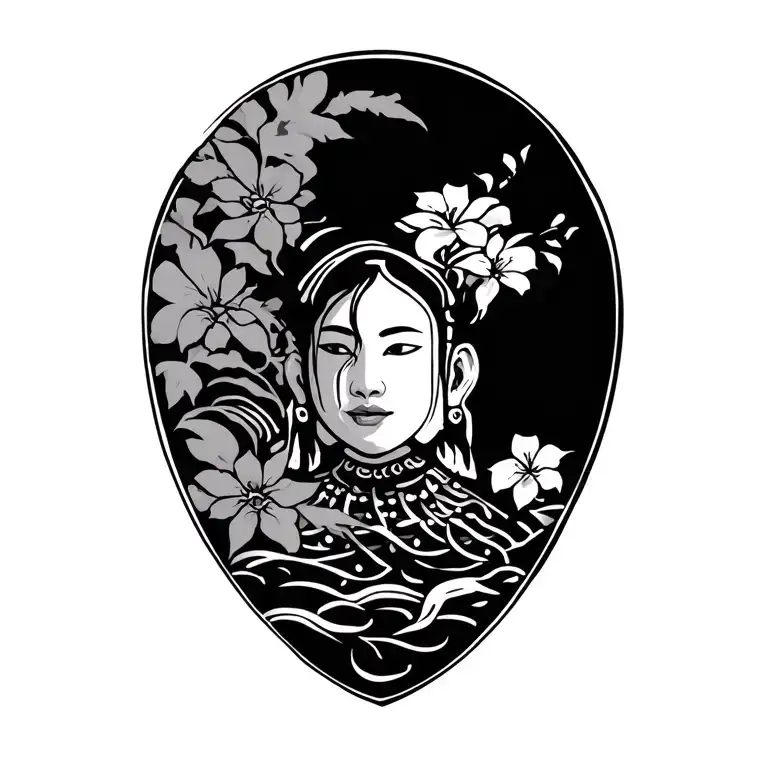 patterns depicting scenes of daily life, ritualistic activities, and cultural symbols of the Dong Son culture tattoo design idea