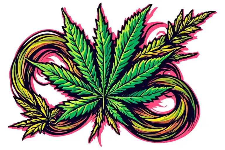 cannabis leaf intertwined tattoo design idea