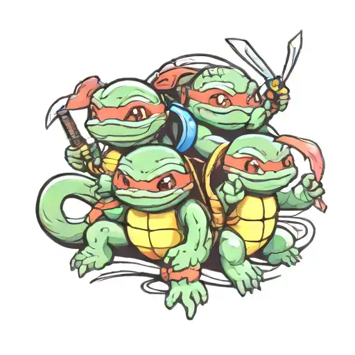 teenage mutant ninja squirtles tattoo design idea