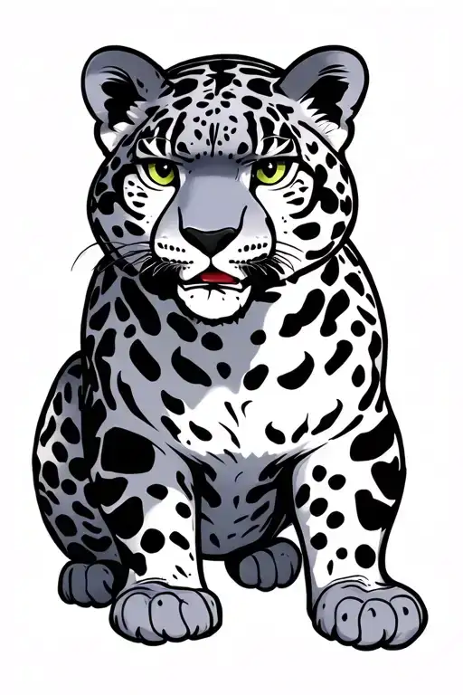 Snow Leopard full body cartoon style tattoo design idea