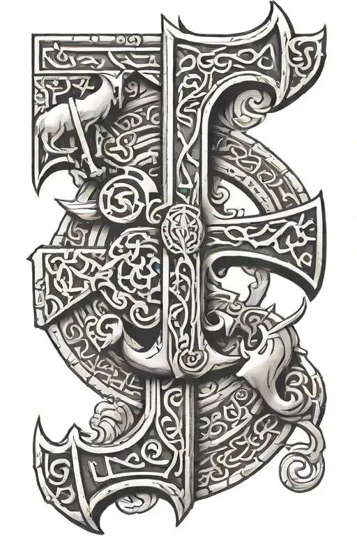 nordic runes, yellow brick road, c10 chevy, Mjolnir, Polish warrior tattoo design idea