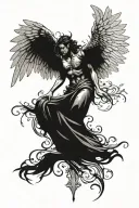 Seraph Description: Appearance: A seraph with six large, detailed wings. Face: Serene and wise expression, with tattoo design idea