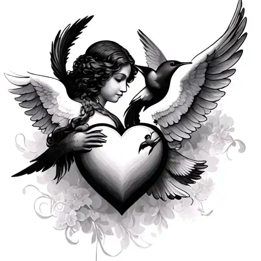 memorable related to my mother who unfortunately passed away.. an angel, a heart, something like birds.smth signifcant tattoo design idea