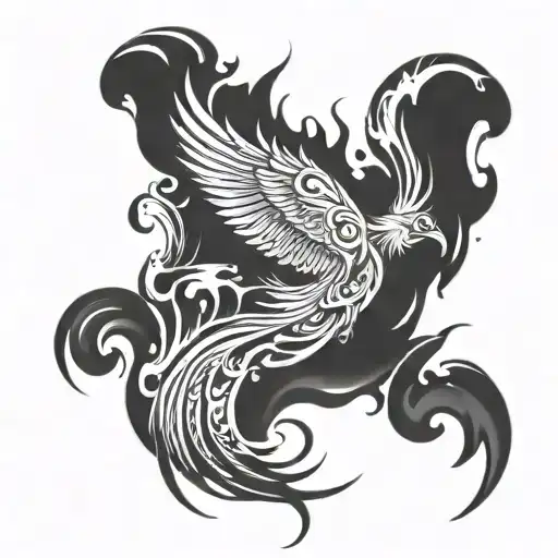 A tattoo of a majestic phoenix rising from the ashes, symbolizing your mother's strength and resilience tattoo design idea