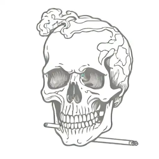 Line-shaped skull tattoo visible in cigarette smoke tattoo design idea