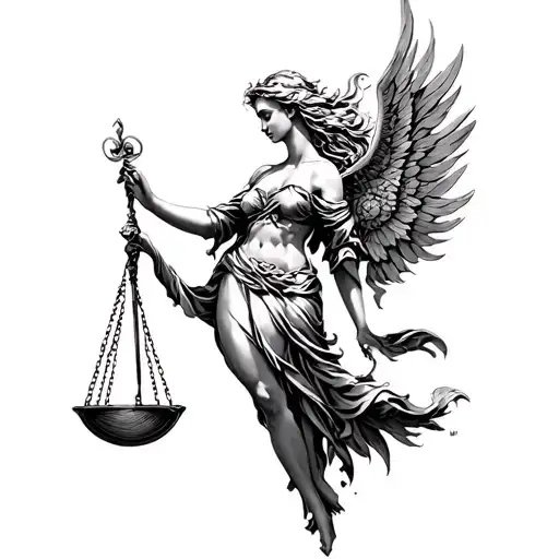 Astraea Goddess of justice, the constellation Virgo tattoo design idea