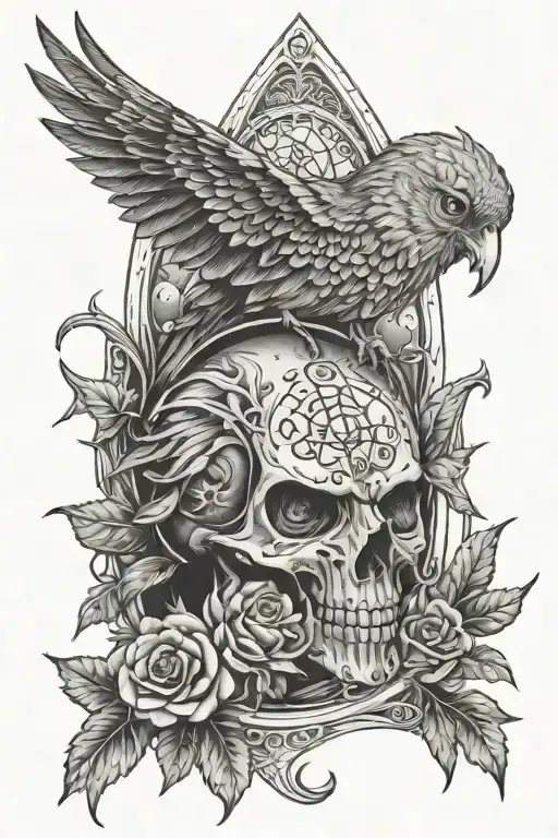 creepy esoteric ornimaental occult themed tattoo tattoo design idea