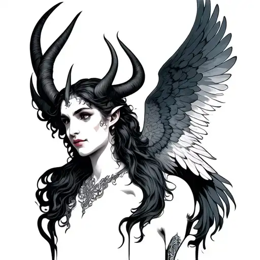 Devil And Angel Neck tattoo design idea