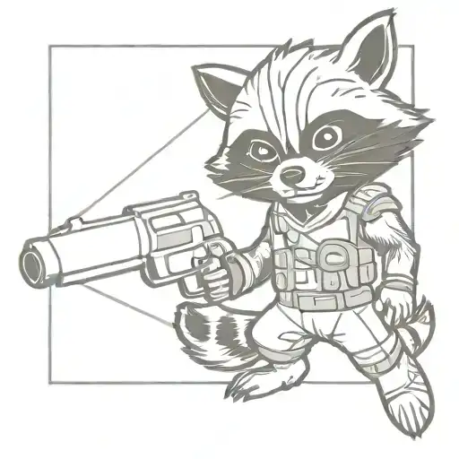 baby rocket raccoon guardians gun tattoo design idea