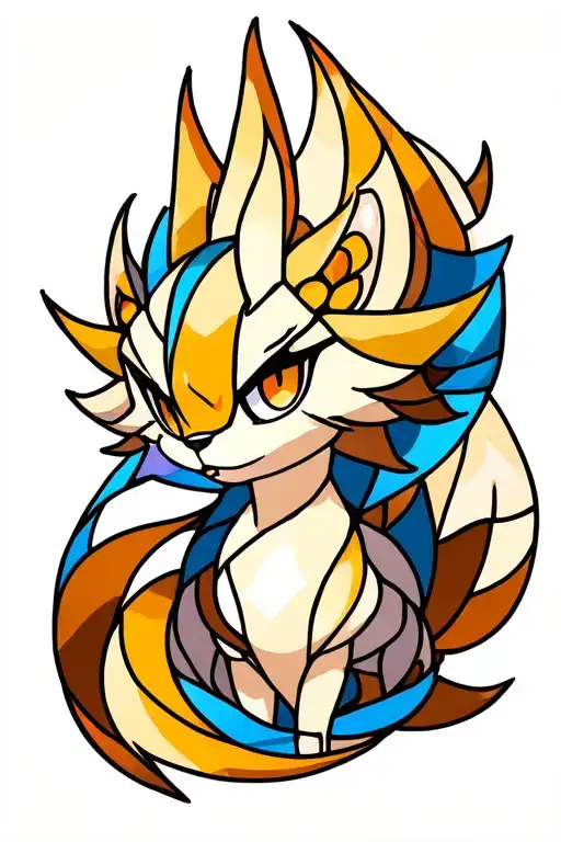 stained glass ninetails tattoo design idea