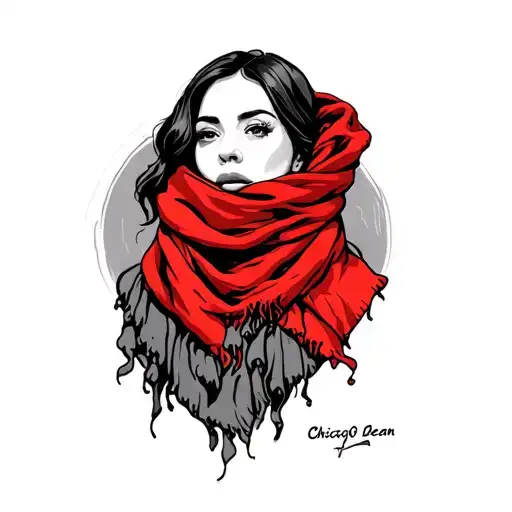 Red Scarf and Chicago bean tattoo design idea