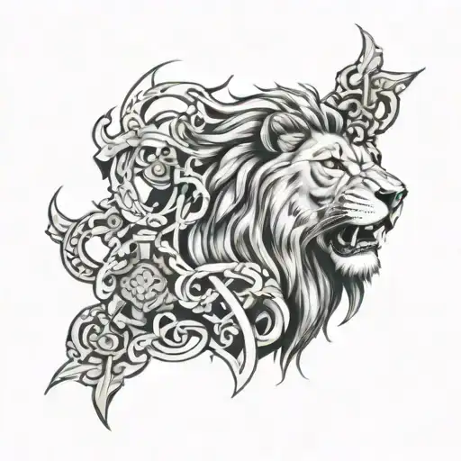 Jesus,lion,triple cross tattoo tattoo design idea