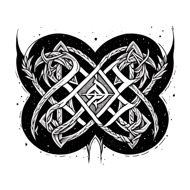 AI generated tattoo design of 'Blood of the covenant' in Nordic style with runes and knotwork tattoo design idea