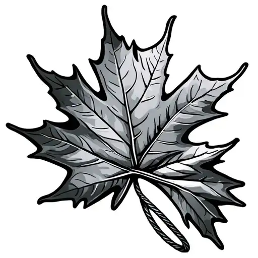 maple leaf with lasso wrapped tattoo design idea