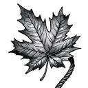 maple leaf with lasso wrapped tattoo design idea