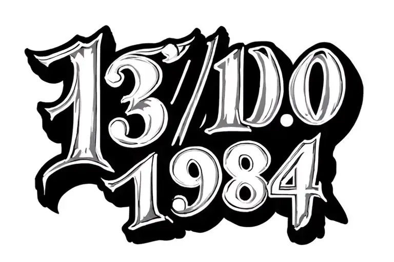 "13/10/1984" roman numerals tattoo design idea