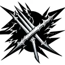 trident surrounded lightning bolts emanating tattoo design idea