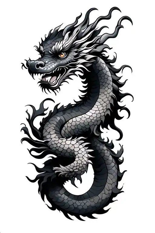 chinese dragon wrapped length wise tattoo design idea