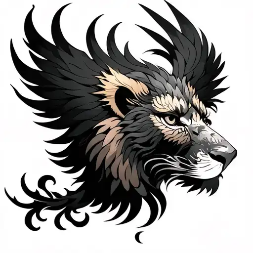 lion head phoenix tattoo tattoo design idea