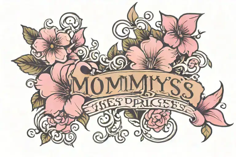 pink flowery design with the words "mommy's princess"  tattoo design idea