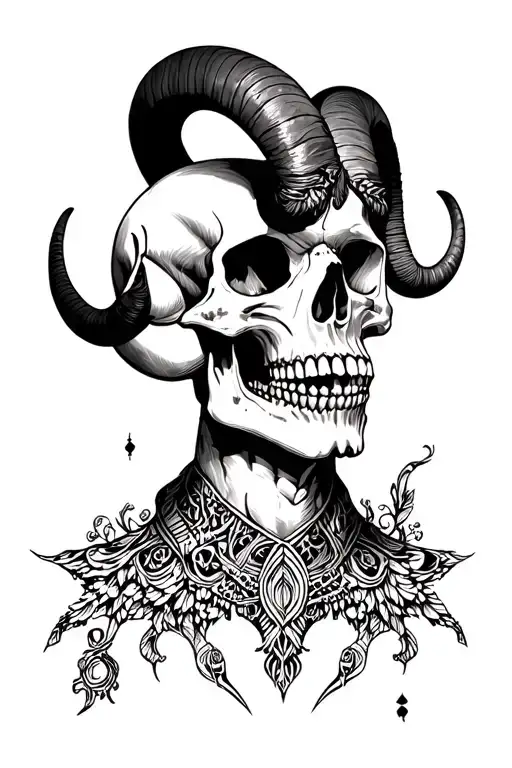 aries skull wearing tattoo design idea