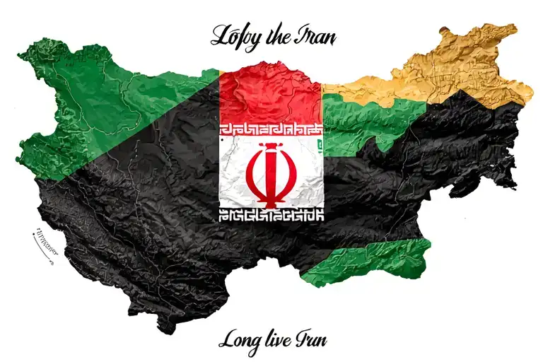 Map of Iran in the middle of Iran Long live Iran tattoo design idea