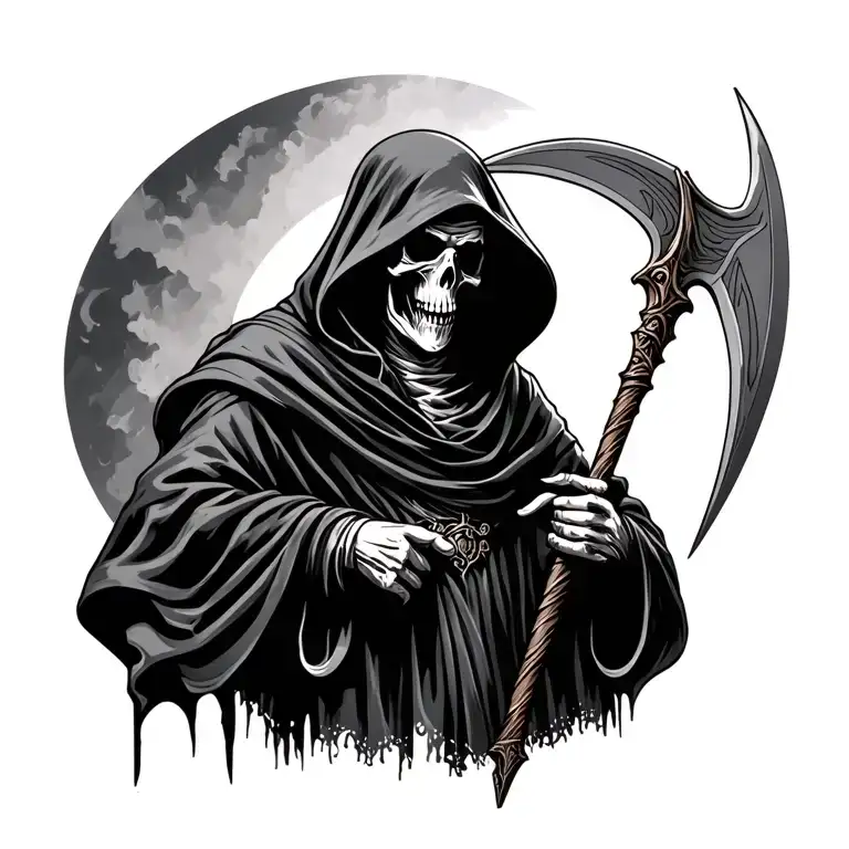 grim reaper holding a scythe tattoo design idea