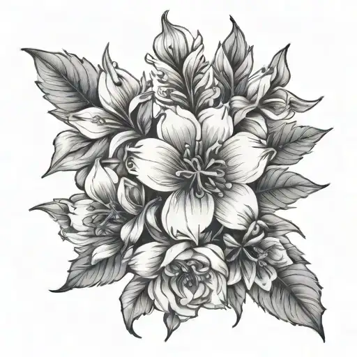 February April August October Birth Flower tattoo design idea