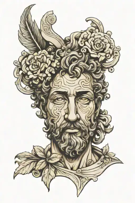 Marcus Aurelius half face tattoo design idea
