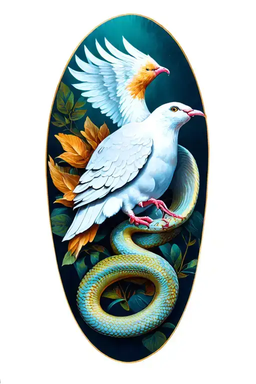 Dove And Serpent tattoo design idea