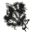 butterflies on hand in smoke tattoo design idea